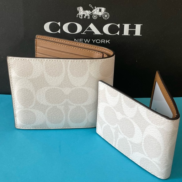 NWT Coach 3 In 1 Wallet In Signature Canvas With Trompe L'oeil Print Multi Color - Picture 7 of 7